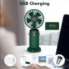 Mini ventilateur portable rechargeable par USB, 5 vitesses avec cordon et base, batterie intégrée de 4200 mAh, pliable pour bure