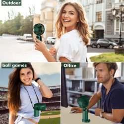 Mini ventilateur portable rechargeable par USB, 5 vitesses avec cordon et base, batterie intégrée de 4200 mAh, pliable pour bure