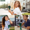 Mini ventilateur portable rechargeable par USB, 5 vitesses avec cordon et base, batterie intégrée de 4200 mAh, pliable pour bure