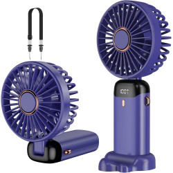 Mini ventilateur portable, rechargeable, petit ventilateur de poche avec 5 vitesses, batterie intégrée de 4200 mAh, ventilateur 