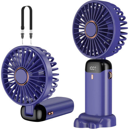 Mini ventilateur portable, rechargeable, petit ventilateur de poche avec 5 vitesses, batterie intégrée de 4200 mAh, ventilateur 