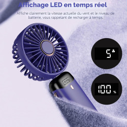 Mini ventilateur portable, rechargeable, petit ventilateur de poche avec 5 vitesses, batterie intégrée de 4200 mAh, ventilateur 
