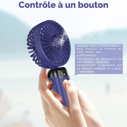 Mini ventilateur portable, rechargeable, petit ventilateur de poche avec 5 vitesses, batterie intégrée de 4200 mAh, ventilateur 