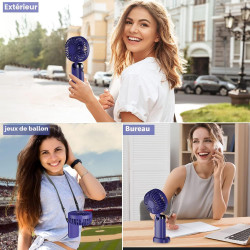 Mini ventilateur portable, rechargeable, petit ventilateur de poche avec 5 vitesses, batterie intégrée de 4200 mAh, ventilateur 