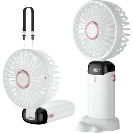 Mini ventilateur portable, rechargeable, petit ventilateur de poche avec 5 vitesses, batterie intégrée de 4200 mAh, ventilateur 