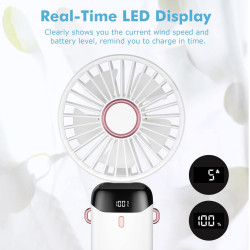 Mini ventilateur portable, rechargeable, petit ventilateur de poche avec 5 vitesses, batterie intégrée de 4200 mAh, ventilateur 