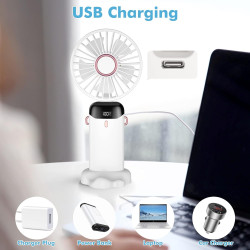 Mini ventilateur portable, rechargeable, petit ventilateur de poche avec 5 vitesses, batterie intégrée de 4200 mAh, ventilateur 