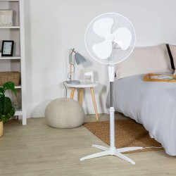 Russell Hobbs 16" Pouces, Léger, Ventilateur Sur Pied, 3 Vitesses, Oscillation Grand Angle, Flux D'Air Puissant, Hauteur Réglabl