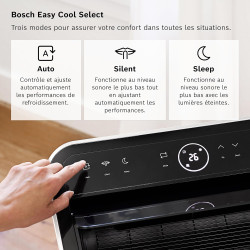 Bosch Cool 4000 Portable AC - 3 en 1 Climatiseur, Déshumidificateur, Ventilateur - 2,6 kW pour les pièces jusqu'à 35m² - Avec Mo