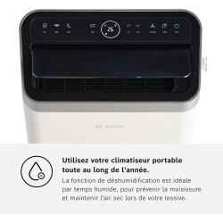 Bosch Cool 4000 Portable AC - 3 en 1 Climatiseur, Déshumidificateur, Ventilateur - 2,6 kW pour les pièces jusqu'à 35m² - Avec Mo
