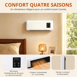 perfk Climatiseur Split Portable avec Minuterie Intelligente de 8H, Système de Climatisation, Climatiseur Mural, Prise UE 220 V,