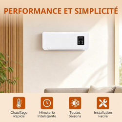 perfk Climatiseur Split Portable avec Minuterie Intelligente de 8H, Système de Climatisation, Climatiseur Mural, Prise UE 220 V,