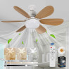 VHV Ventilateur de Plafond avec Lumière et Telecommande, LED Ventilateur Dimmable Plafonnier avec 40W E27 Lampe Intégrée, 6 Pale