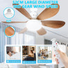 VHV Ventilateur de Plafond avec Lumière et Telecommande, LED Ventilateur Dimmable Plafonnier avec 40W E27 Lampe Intégrée, 6 Pale