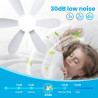 VHV Ventilateur de Plafond avec Lumière et Telecommande, LED Ventilateur Dimmable Plafonnier avec 40W E27 Lampe Intégrée, 6 Pale