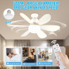 VHV Ventilateur de Plafond avec Lumière et Telecommande, LED Ventilateur Dimmable Plafonnier avec 40W E27 Lampe Intégrée, 6 Pale