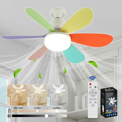 VHV Ventilateur de Plafond avec Lumière et Telecommande, LED Ventilateur Dimmable Plafonnier avec 40W E27 Lampe Intégrée, 6 Pale