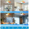 VHV Ventilateur de Plafond avec Lumière et Telecommande, LED Ventilateur Dimmable Plafonnier avec 40W E27 Lampe Intégrée, 6 Pale