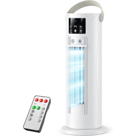 Climatiseur Mobile 4 en 1 Silencieux 28dB, Rafraîchisseur d’Air Mode Tempête, Oscillation 120°, 4 Vitesses Vent Naturel 3D Somme