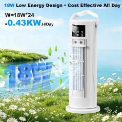 Climatiseur Mobile 4 en 1 Silencieux 28dB, Rafraîchisseur d’Air Mode Tempête, Oscillation 120°, 4 Vitesses Vent Naturel 3D Somme