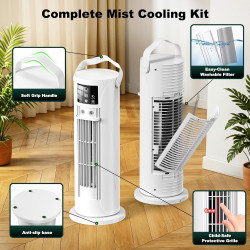 Climatiseur Mobile 4 en 1 Silencieux 28dB, Rafraîchisseur d’Air Mode Tempête, Oscillation 120°, 4 Vitesses Vent Naturel 3D Somme