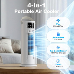 Climatiseur Mobile avec Mode Tempête, Rafraîchisseur d’Air 4 en 1 Silencieux 28dB, Oscillation 120°, 4 Vitesses Vent Naturel 3D 