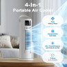 Climatiseur Mobile avec Mode Tempête, Rafraîchisseur d’Air 4 en 1 Silencieux 28dB, Oscillation 120°, 4 Vitesses Vent Naturel 3D 