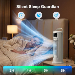 Climatiseur Mobile avec Mode Tempête, Rafraîchisseur d’Air 4 en 1 Silencieux 28dB, Oscillation 120°, 4 Vitesses Vent Naturel 3D 