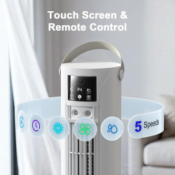 Climatiseur Mobile avec Mode Tempête, Rafraîchisseur d’Air 4 en 1 Silencieux 28dB, Oscillation 120°, 4 Vitesses Vent Naturel 3D 