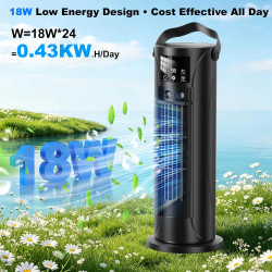 Climatiseur Mobile 4 en 1 Silencieux 28dB, Rafraîchisseur d’Air Mode Tempête, Oscillation 120°, 4 Vitesses Vent Naturel 3D Somme
