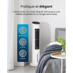 Pro Breeze OmniAir Rafraichisseur d’Air 5L 3en1, 3 Vitesses, 4 Modes, Oscillant, Minuterie 7h, Climatiseur Mobile Sans Évacuatio