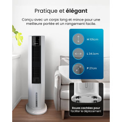Pro Breeze OmniAir Rafraichisseur d’Air 7L 3en1, 7 Vitesses, 3 Modes, Oscillant, Minuterie 10h, Climatiseur Mobile Sans Évacuati