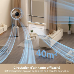 dreame MF10 Ventilateur sans pales, débit d’air spatial 270° pour circulation d’air dans toute la pièce, débit d’air adaptatif à