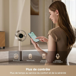 dreame MF10 Ventilateur sans pales, débit d’air spatial 270° pour circulation d’air dans toute la pièce, débit d’air adaptatif à