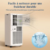 Climatiseur Mobile 9000 BTU - Climatiseur Portable 4 en 1 Silencieux - Télécommande, Minuterie 24h & Mode Sommeil,Clim Mobile po