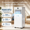 Climatiseur Mobile 9000 BTU - Kit d'Évacuation Fenêtre Inclus，Climatiseur Portable 4 en 1 Silencieux avec Télécommande, Minuteri