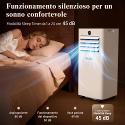Climatiseur Mobile 9000 BTU - Kit d'Évacuation Fenêtre Inclus，Climatiseur Portable 4 en 1 Silencieux avec Télécommande, Minuteri
