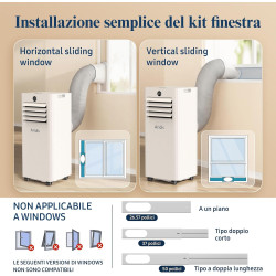 Climatiseur Mobile 9000 BTU - Kit d'Évacuation Fenêtre Inclus，Climatiseur Portable 4 en 1 Silencieux avec Télécommande, Minuteri
