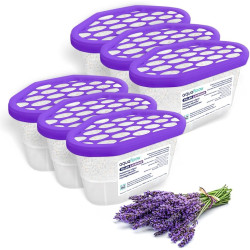 Aquafloow Déshumidificateur 400 ml, Réduit l'humidité de l'air, 6 Pièces LAVENDER | Neutraliseur d'odeurs, Absorbeur d'humidité 