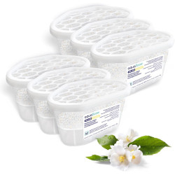 Aquafloow Déshumidificateur 400 ml, Réduit l'humidité de l'air, 6 Pièces JASMINE | Neutraliseur d'odeurs, Absorbeur d'humidité p