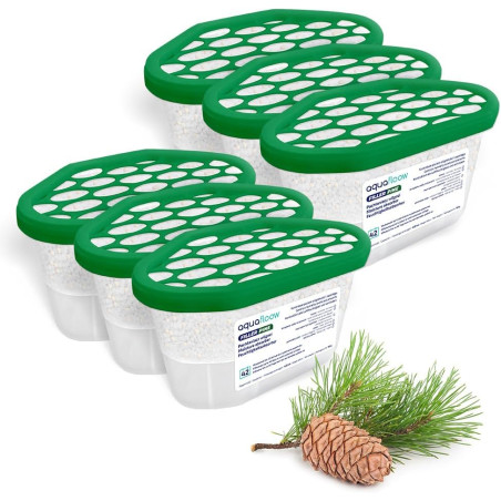 Aquafloow Déshumidificateur 400 ml, Réduit l'humidité de l'air, 6 Pièces PINE | Neutraliseur d'odeurs, Absorbeur d'humidité pour