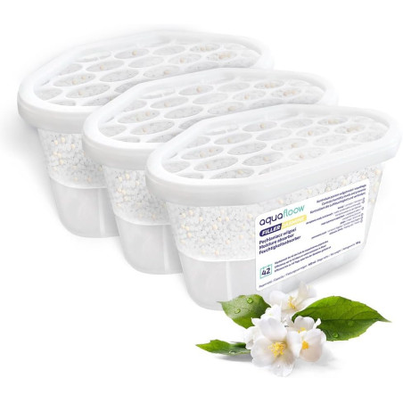 Aquafloow Déshumidificateur 400 ml, Réduit l'humidité de l'air, 3 Pièces JASMINE | Neutraliseur d'odeurs, Absorbeur d'humidité p