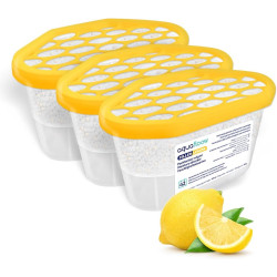 Aquafloow Déshumidificateur 400 ml, Réduit l'humidité de l'air, 3 Pièces LEMON | Neutraliseur d'odeurs, Absorbeur d'humidité pou