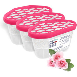 Aquafloow Déshumidificateur 400 ml, Réduit l'humidité de l'air, 3 Pièces ROSE | Neutraliseur d'odeurs, Absorbeur d'humidité pour