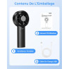 Ventilateur de Poche Portable Mini - 3000 mAh USB Rechargeable, Réglage Vitesse 1-120 avec Écran LED, Ventilateur Personnel Sile