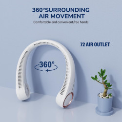 Morelax Ventilateur Portable de Cou Pliable, 4000mAh USB Rechargeable, 3 Vitesses Réglables, Collier Ventilateurs Nuque Personne