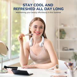 Morelax Ventilateur Portable de Cou Pliable, 4000mAh USB Rechargeable, 3 Vitesses Réglables, Collier Ventilateurs Nuque Personne