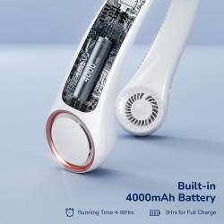 Morelax Ventilateur Portable de Cou Pliable, 4000mAh USB Rechargeable, 3 Vitesses Réglables, Collier Ventilateurs Nuque Personne