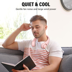 Morelax Ventilateur de Cou Portable, 3 Vitesses Réglables, Silencieux, Batterie USB 4000mAh Rechargeable, Léger, Idéal pour Mais