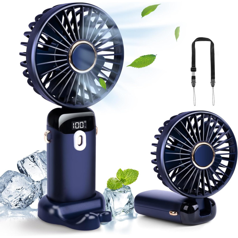 BOSONER Mini ventilateur portable – Ventilateur électrique rechargeable avec 5 vitesses – Petit ventilateur portable 4000 mAh à 